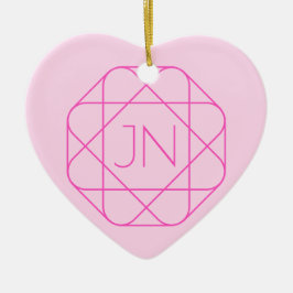 Coola Monogram, Hip Logotyp Stil | Rosa och Magent Julgransprydnad Keramik