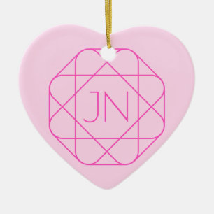 Coola Monogram, Hip Logotyp Stil Rosa och Magent Julgransprydnad Keramik