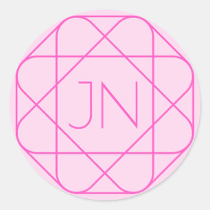 Coola Monogram, Hip Logotyp Stil Rosa och Magent Runt Klistermärke
