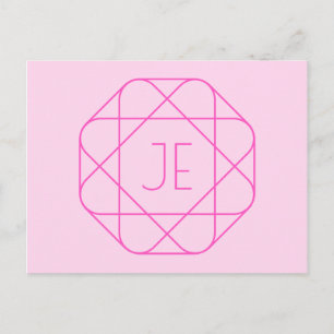 Coola Monogram, Hip Logotyp Stil Rosa och Magent Vykort