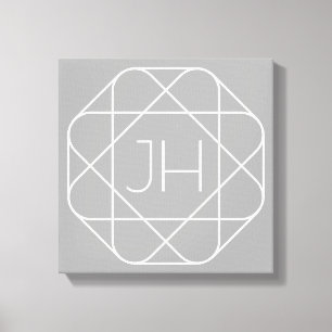 Coola Monogram, Hip Logotyp Stil Vibe Grått & vi Canvastryck