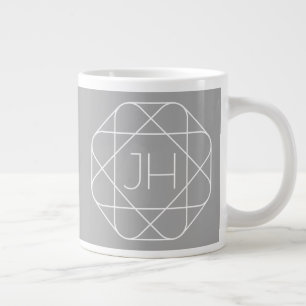 Coola Monogram, Hip Logotyp Stil Vibe Grått & vi Jumbo Mugg