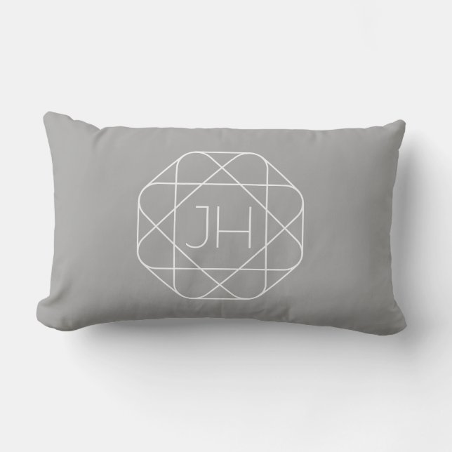 Coola Monogram, Hip Logotyp Stil Vibe | Grått & vi Lumbarkudde (Framsida)
