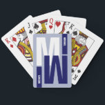 Coola Monogram (initial & namn) blått Casinokort<br><div class="desc">En modern och monogrammerad personlig för blå design med fet initialer..</div>