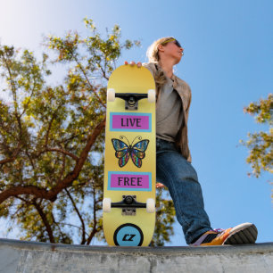 Coola Monogrammed Butterfly "Live Free" Skateboard