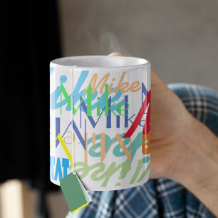 coola mönster i namn i olika färg kaffemugg