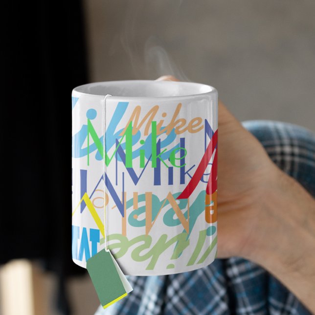 coola mönster i namn i olika färg kaffemugg (good gift idea for adults and/or children)