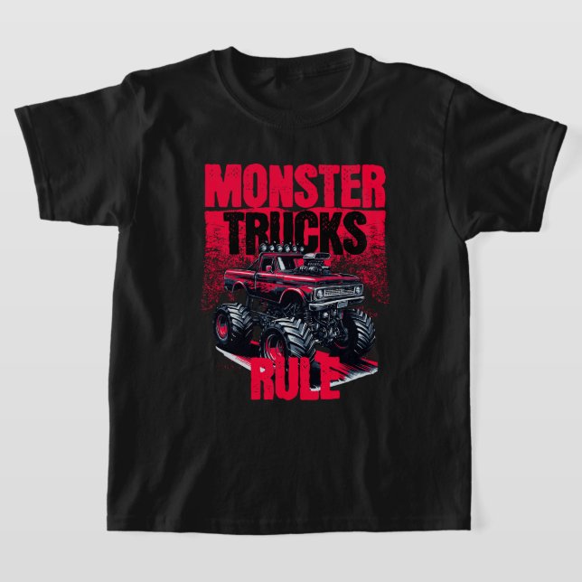 Coola Monster Lastbil Black och Red T Shirt (Laydown)