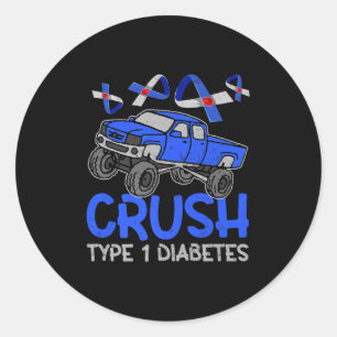 Coola Monster Lastbil Cruype T1 Diabetes Awareness Runt Klistermärke