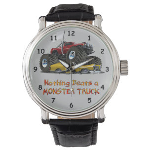 Coola Monster Lastbil som krossar en bil Teckning Armbandsur