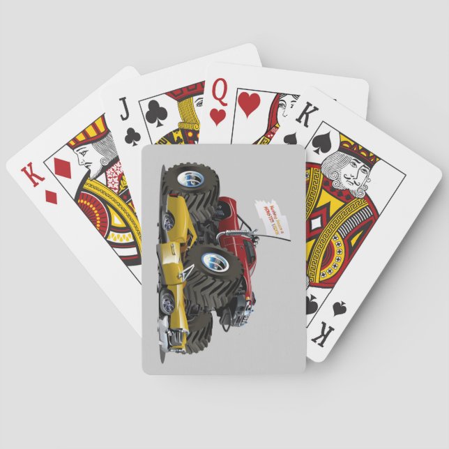 Coola Monster Lastbil som krossar en bil Teckning Casinokort (Baksidan)