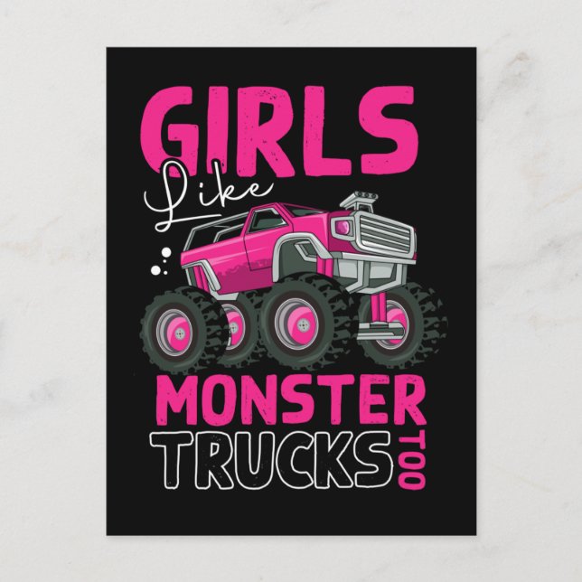 Coola Monster Trucks Tjejer Monster Truck Vykort (Framsida)