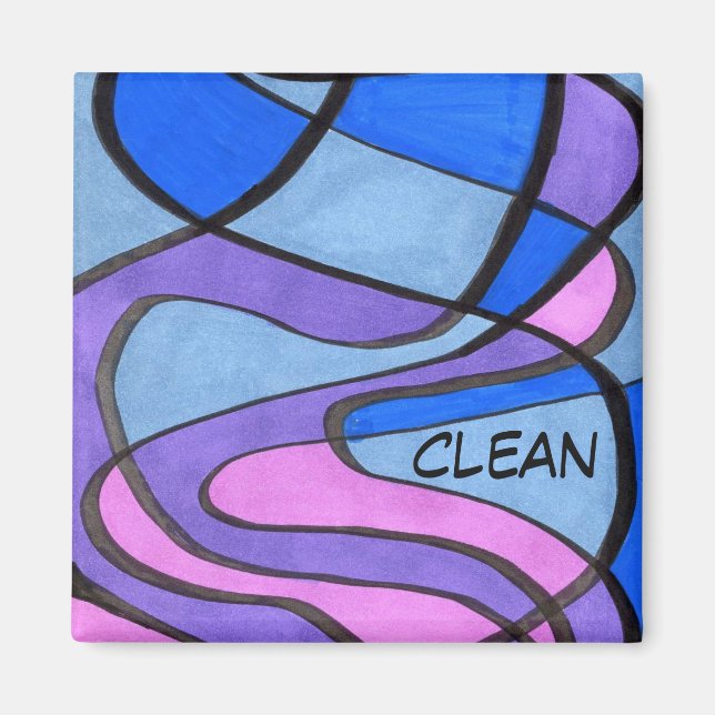 "Coola Morgon" Abstrakt Dishwasher Status Magnet (Framsidan)