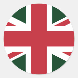Coola Mörk grönt Red Union Jack British (UK) Flagg Runt Klistermärke
