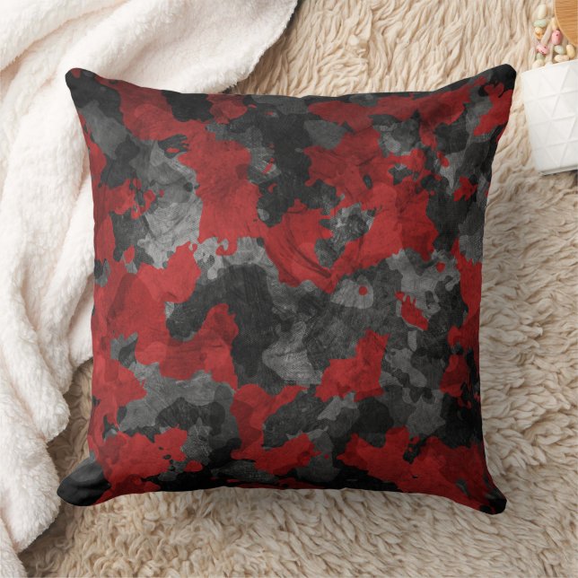 Coola Mörk Red Camo Decorative Pillow Kudde (Filt)