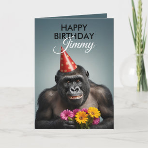 Coola Mörk Teal Smiling Gorilla Birthday Kort