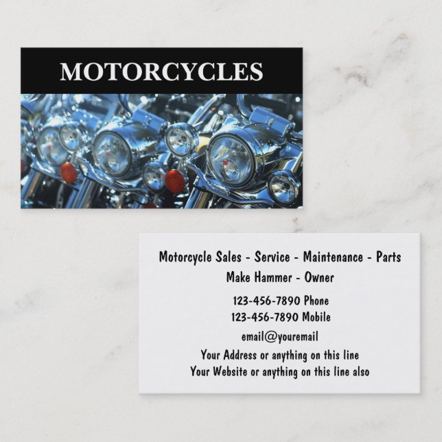 Coola Motorcykel Tema Affärskort Visitkort (Fram/baksida)