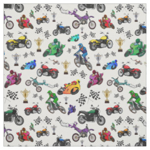Coola motorcykelillustrationer Mönster Tyg
