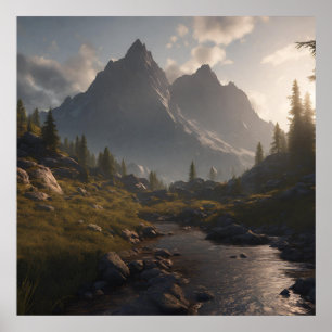 Coola Mountain liggande AI Art Poster