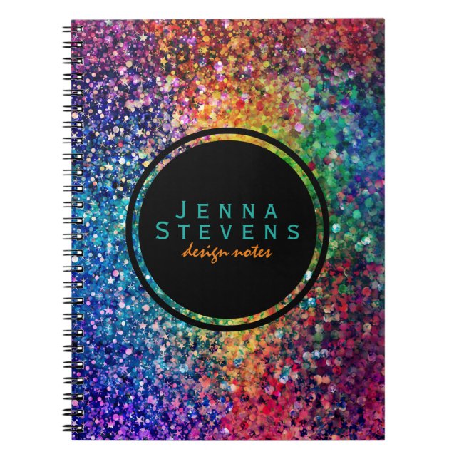 Coola Multifärgad Retro Glitter & Sparkles Mönster Anteckningsbok (Framsidan)