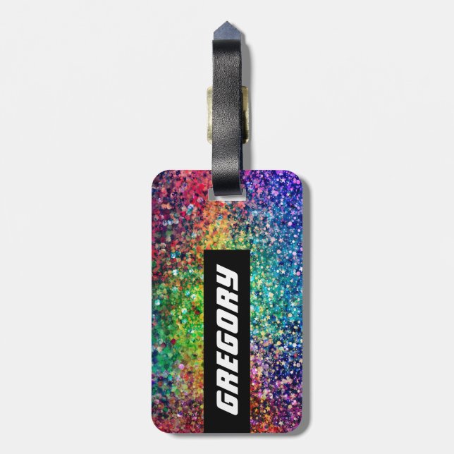 Coola Multifärgad Retro Glitter & Sparkles Mönster Bagagebricka (Baksidan Lodrät)