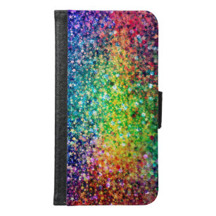 Coola Multifärgad Retro Glitter & Sparkles Mönster Plånboksfodral För Samsung Galaxy S6