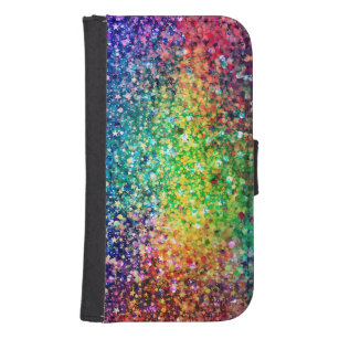 Coola Multifärgad Retro Glitter & Sparkles Mönster Galaxy S4 Plånbok