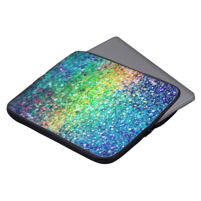 Coola Multifärgad Retro Glitter & Sparkles Mönster Laptop Fodral (Framsida topp)