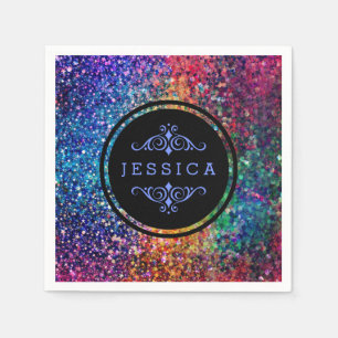 Coola Multifärgad Retro Glitter & Sparkles Mönster Pappersservett