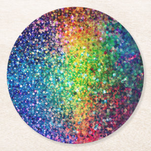 Coola Multifärgad Retro Glitter & Sparkles Mönster Underlägg Papper Rund