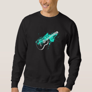 Coola Music Acoustic Guitar Paint Splatter Art Lång Ärmad Tröja
