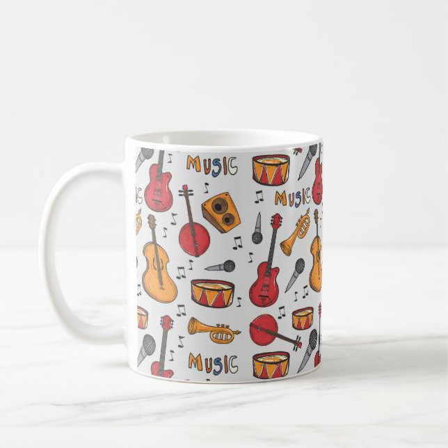 Coola Music Thmet Banjo Drums Guitar Violin More Kaffemugg (Vänster)
