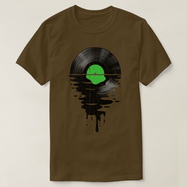 Coola Music Vinyl Retro Vintage Grönt T Shirt (Design framsida)