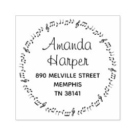 Coola Musik noter Musician Round Returadress Stämpel