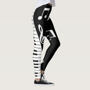 Coola Musik noter och Piano Nycklar Leggings