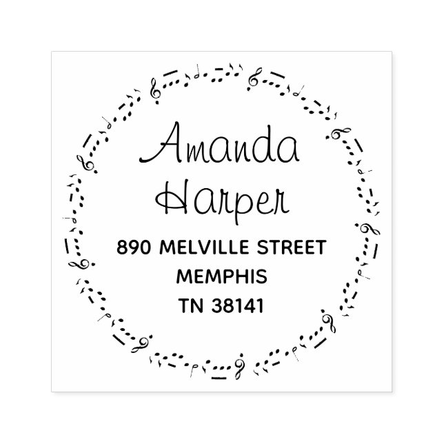 Coola musikaliska noter Musiker Rund Returadress Stämpel (Tryck)