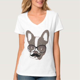 Coola Mustache Fransk Bulldog T Shirt