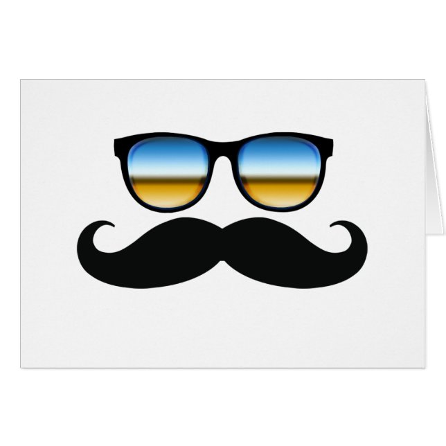 Coola Mustache under Shades Hälsningskort (Framsidan Horizontal)