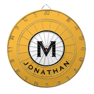 Coola Mustard Gult Monogram Namn Darttavla