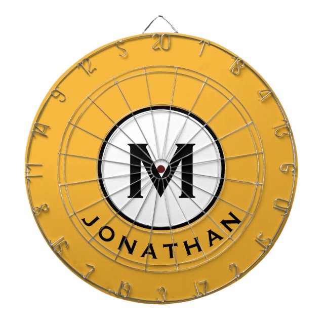 Coola Mustard Gult Monogram Namn Darttavla (Framsidan)