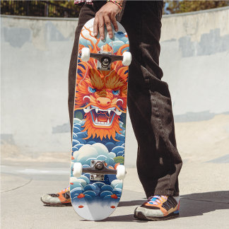 Coola Mythical Dragon Head Orange Blue Hue Mini Skateboard Bräda 18,5 Cm