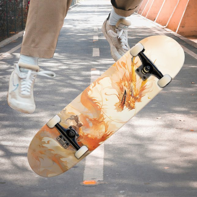 Coola Mythical Golden Dragon Soaring in Clouds Mini Skateboard Bräda 18,5 Cm (Skapare uppladdad)