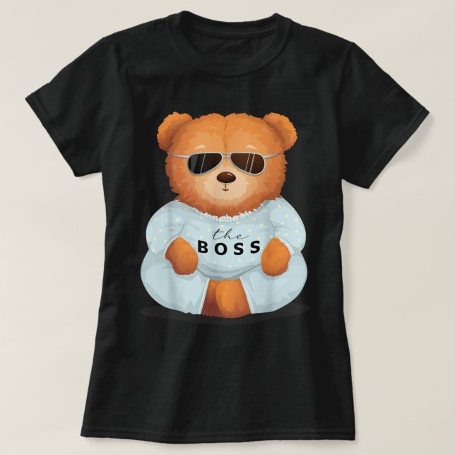 Coola Nalle med Sunglass Teddy Älskare, B T Shirt (Design framsida)