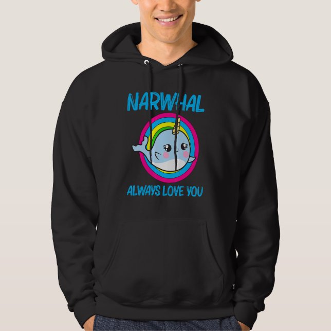 Coola Narwhal För manar Women Rainbow Tusk Sea Uni Hoodie (Framsida)