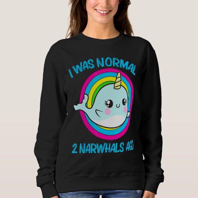 Coola Narwhal För manar Women Rainbow Tusk Sea Uni T Shirt (Framsida)
