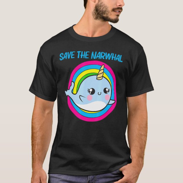 Coola Narwhal För manar Women Rainbow Tusk Sea Uni T Shirt (Framsida)