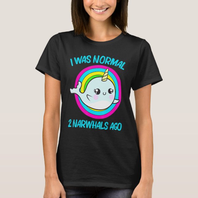 Coola Narwhal För manar Women Rainbow Tusk Sea Uni T Shirt (Framsida)