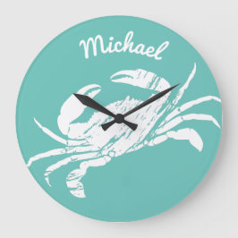 Coola Nautical Blue Crab Anpassningsbar Beach Stor Klocka