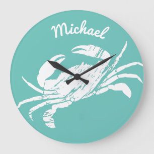 Coola Nautical Blue Crab Anpassningsbar Beach Stor Klocka