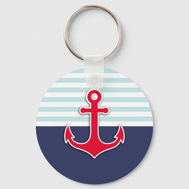 Coola Nautical Navy Blue Anchor Design Nyckelring (Framsida)